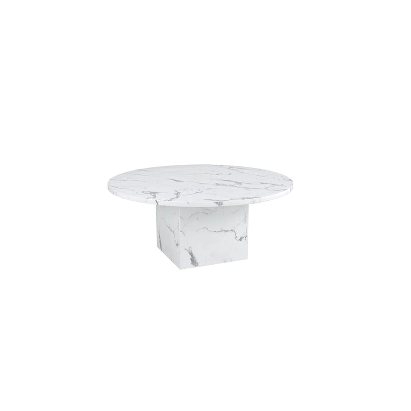 Tavolo da pranzo rotondo in marmo da 60 pollici con base a cubo in marmo, altezza 30 pollici