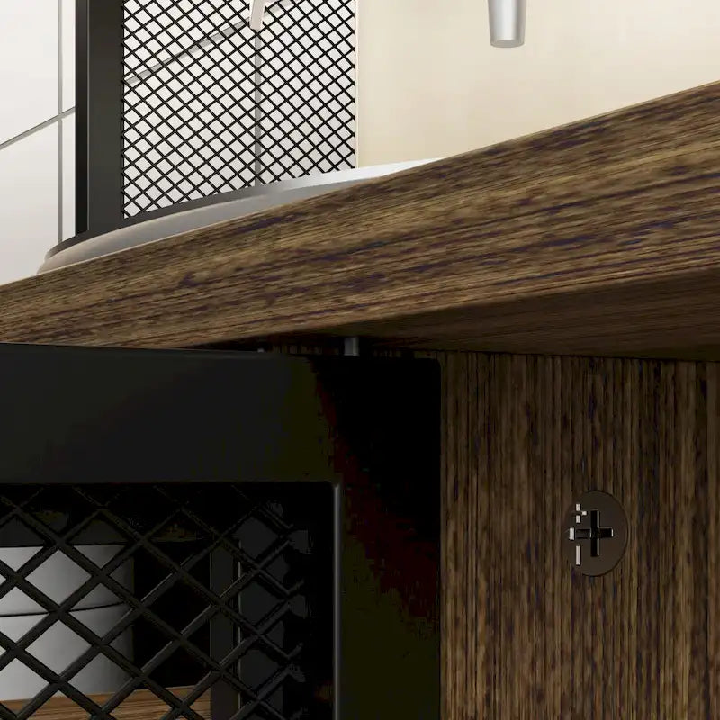 Grande Credenza da Cucina con Ante in Metallo, 6 Cassetti e Ripiani, 180 cm di Larghezza
