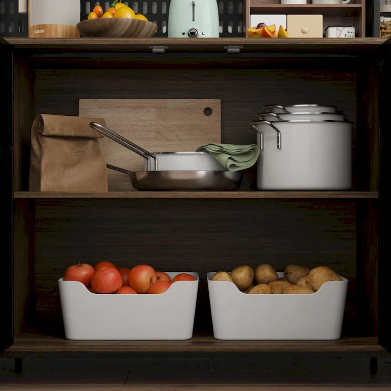 Grande Credenza da Cucina con Ante in Metallo, 6 Cassetti e Ripiani, 180 cm di Larghezza