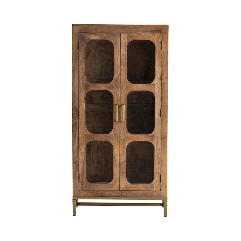 Vetrina in legno a due ante con finestre in vetro, 30L x 16P x 61A