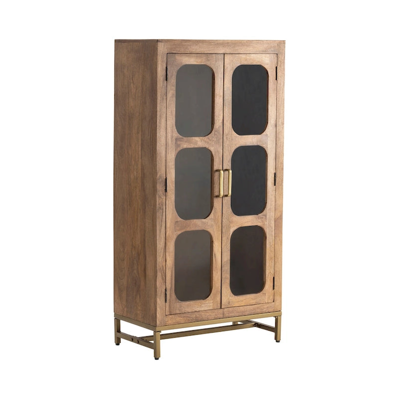 Vetrina in legno a due ante con finestre in vetro, 30L x 16P x 61A