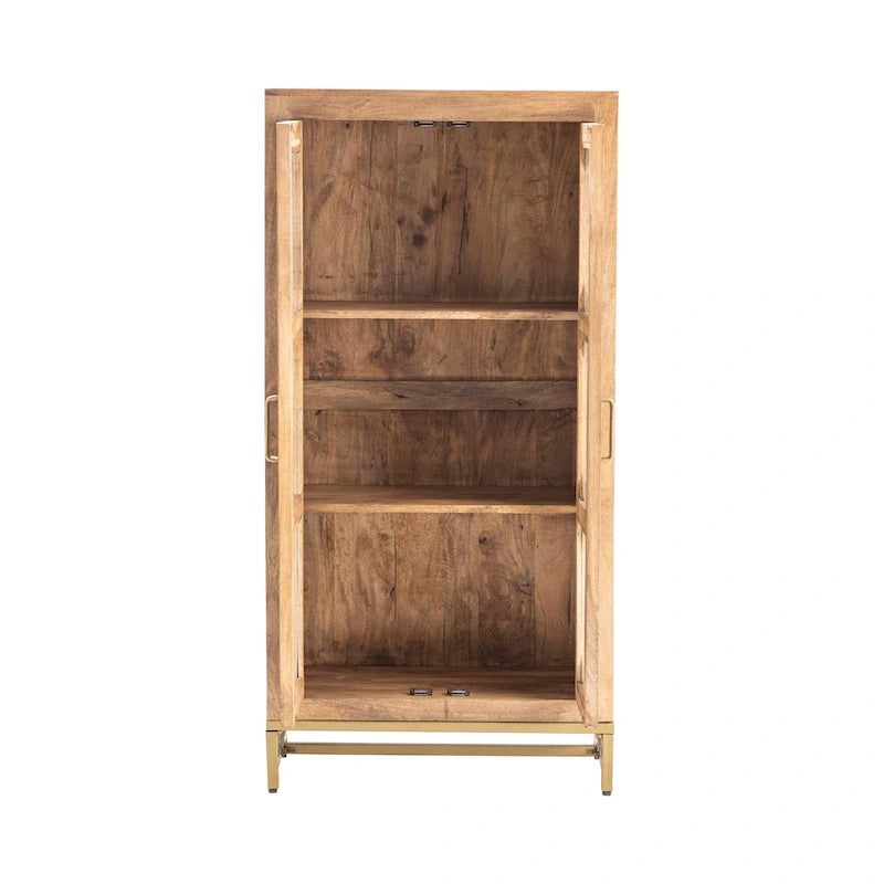 Vetrina in legno a due ante con finestre in vetro, 30L x 16P x 61A