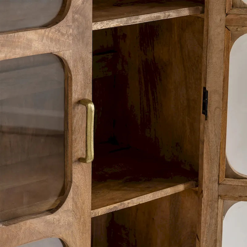Vetrina in legno a due ante con finestre in vetro, 30L x 16P x 61A