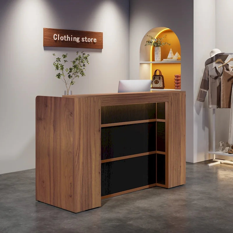 Ampio bancone reception con luci LED per ufficio, salone e attività commerciali