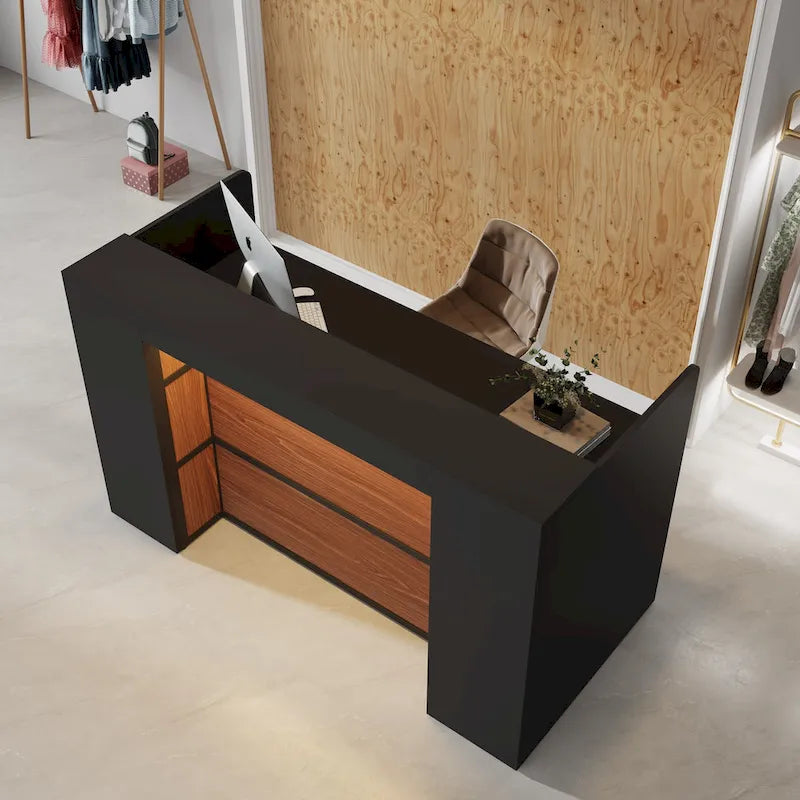 Ampio bancone reception con luci LED per ufficio, salone e attività commerciali