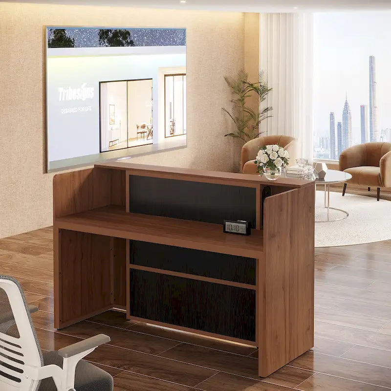 Ampio bancone reception con luci LED per ufficio, salone e attività commerciali