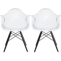 Sedie da pranzo con braccioli in conchiglia stampata Mid-Century Modern con gambe a torre Eiffel, set da 2