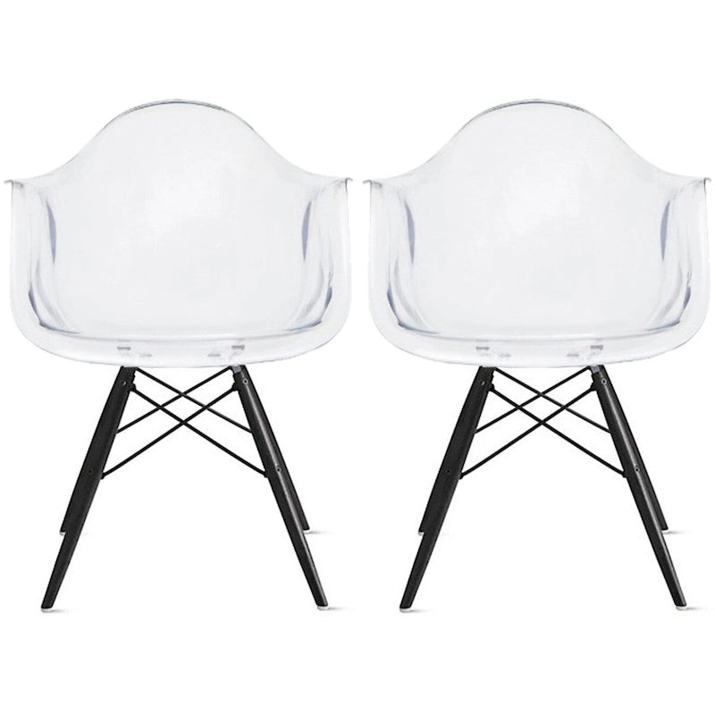 Sedie da pranzo con braccioli in conchiglia stampata Mid-Century Modern con gambe a torre Eiffel, set da 2