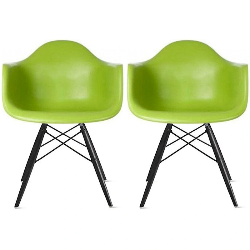 Sedie da pranzo con braccioli in conchiglia stampata Mid-Century Modern con gambe a torre Eiffel, set da 2