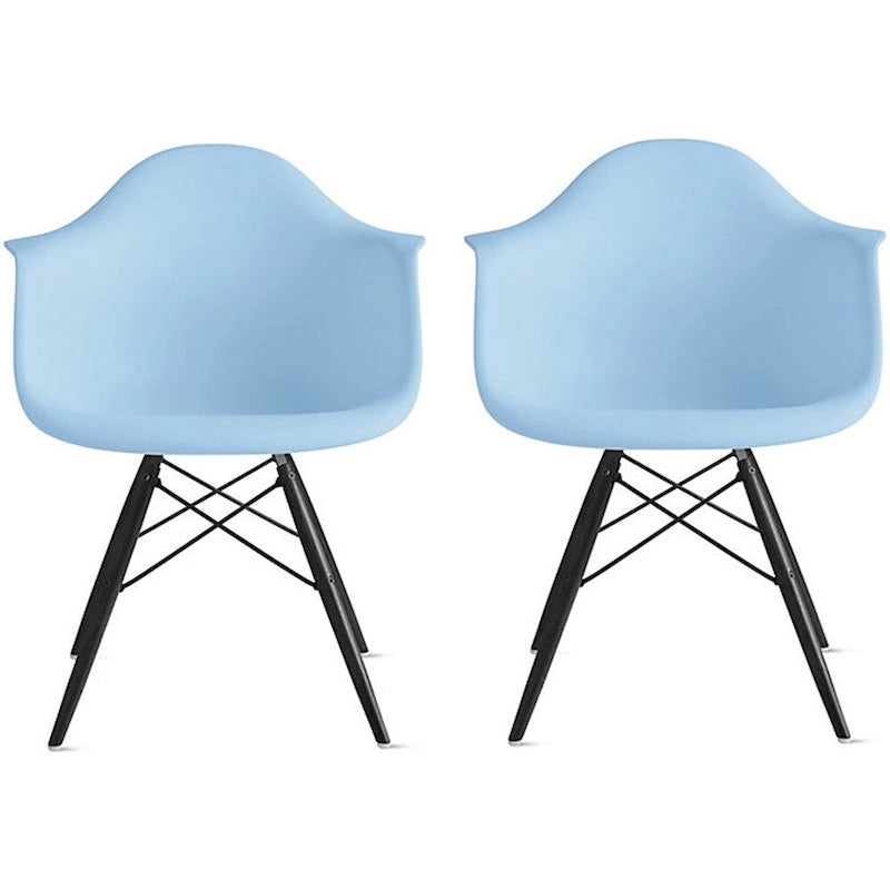 Sedie da pranzo con braccioli in conchiglia stampata Mid-Century Modern con gambe a torre Eiffel, set da 2