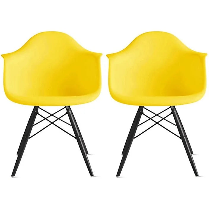 Sedie da pranzo con braccioli in conchiglia stampata Mid-Century Modern con gambe a torre Eiffel, set da 2
