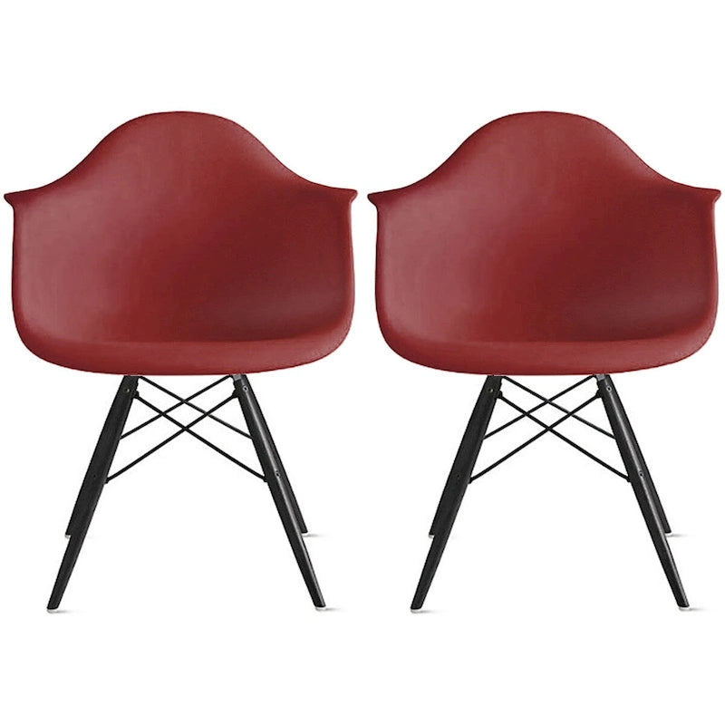 Sedie da pranzo con braccioli in conchiglia stampata Mid-Century Modern con gambe a torre Eiffel, set da 2