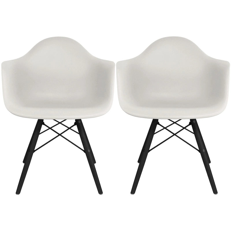 Sedie da pranzo con braccioli in conchiglia stampata Mid-Century Modern con gambe a torre Eiffel, set da 2