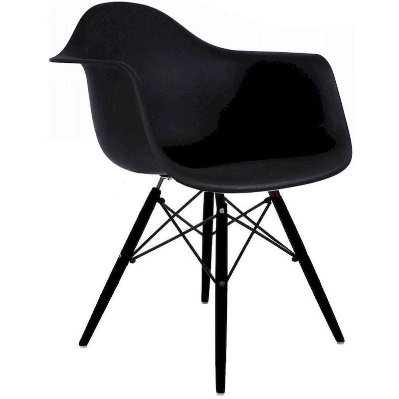 Sedie da pranzo con braccioli in conchiglia stampata Mid-Century Modern con gambe a torre Eiffel, set da 2