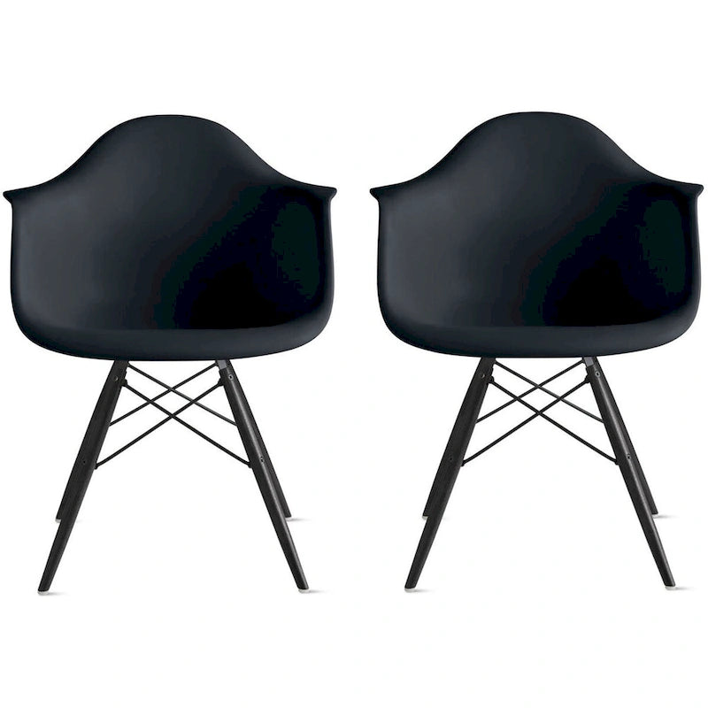 Sedie da pranzo con braccioli in conchiglia stampata Mid-Century Modern con gambe a torre Eiffel, set da 2