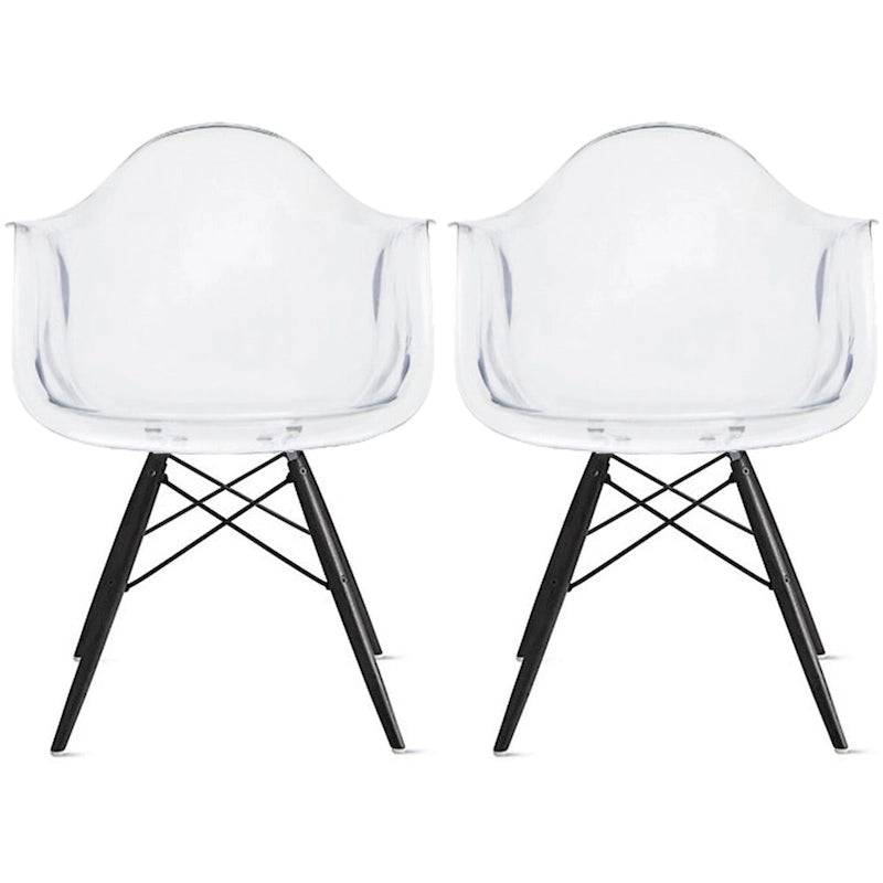 Sedie da pranzo con braccioli in conchiglia stampata Mid-Century Modern con gambe a torre Eiffel, set da 2