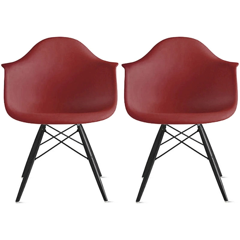 Sedie da pranzo con braccioli in conchiglia stampata Mid-Century Modern con gambe a torre Eiffel, set da 2