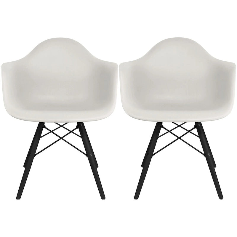 Sedie da pranzo con braccioli in conchiglia stampata Mid-Century Modern con gambe a torre Eiffel, set da 2