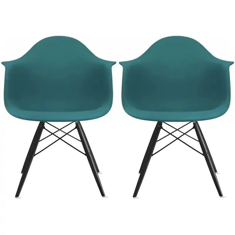 Sedie da pranzo con braccioli in conchiglia stampata Mid-Century Modern con gambe a torre Eiffel, set da 2