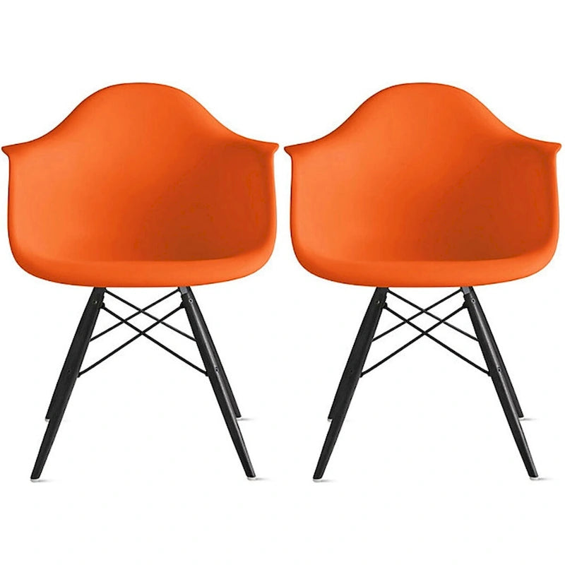 Sedie da pranzo con braccioli in conchiglia stampata Mid-Century Modern con gambe a torre Eiffel, set da 2
