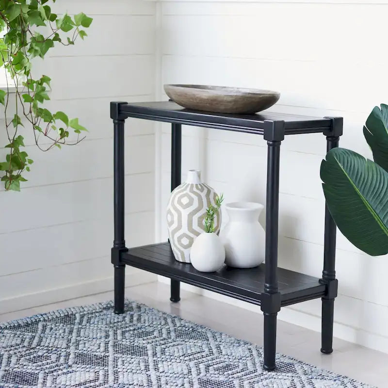 Tavolo Console Classico con Ripiano Inferiore e Struttura in Legno di Pino, 32L x 12P x 30A