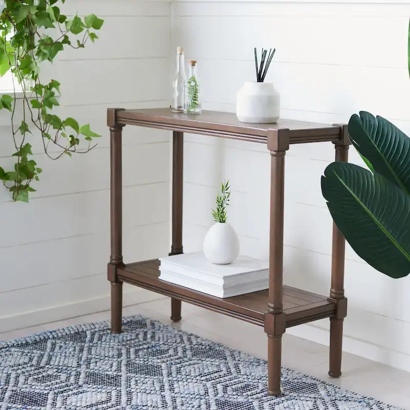 Tavolo Console Classico con Ripiano Inferiore e Struttura in Legno di Pino, 32L x 12P x 30A