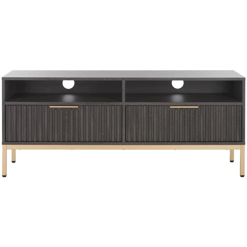 Mobile porta TV da 60 pollici con 2 cassetti e dettagli a coste, adatto per TV fino a 65 pollici