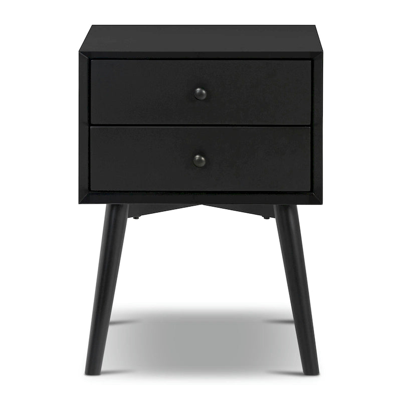 Comodino Moderno Mid-Century con 2 Cassetti e Bordo Smussato, 17,5 L x 15 P x 23,5 A
