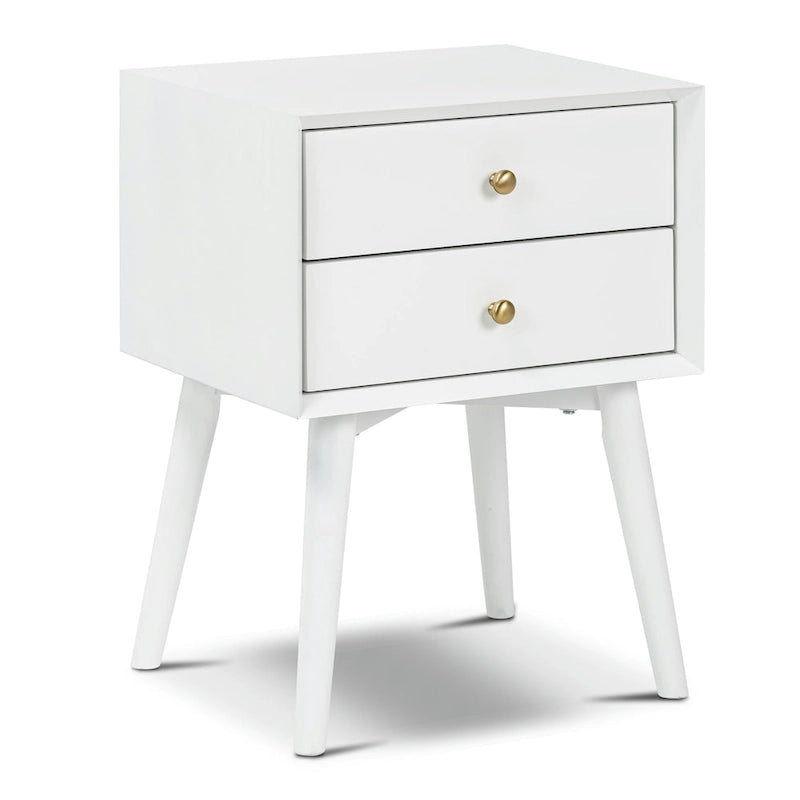 Comodino Moderno Mid-Century con 2 Cassetti e Bordo Smussato, 17,5 L x 15 P x 23,5 A