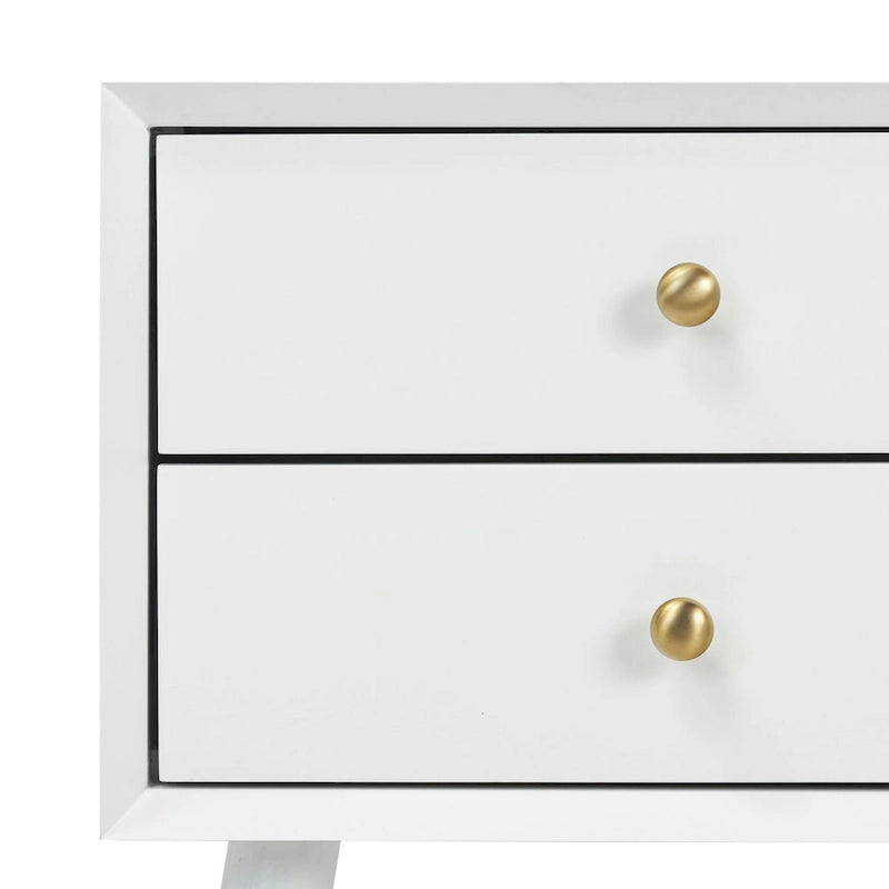 Comodino Moderno Mid-Century con 2 Cassetti e Bordo Smussato, 17,5 L x 15 P x 23,5 A
