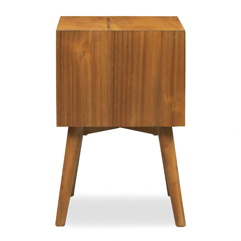 Comodino Moderno Mid-Century con 2 Cassetti e Bordo Smussato, 17,5 L x 15 P x 23,5 A