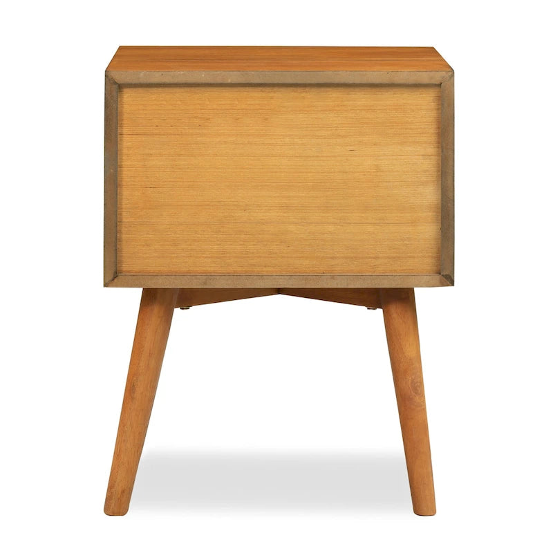 Comodino Moderno Mid-Century con 2 Cassetti e Bordo Smussato, 17,5 L x 15 P x 23,5 A