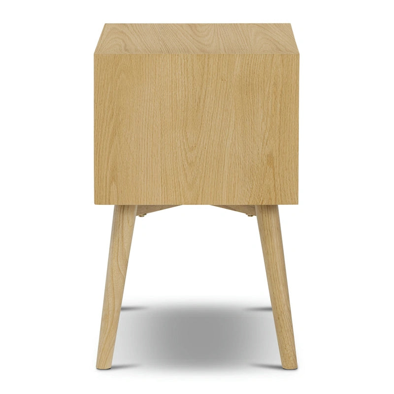 Comodino Moderno Mid-Century con 2 Cassetti e Bordo Smussato, 17,5 L x 15 P x 23,5 A
