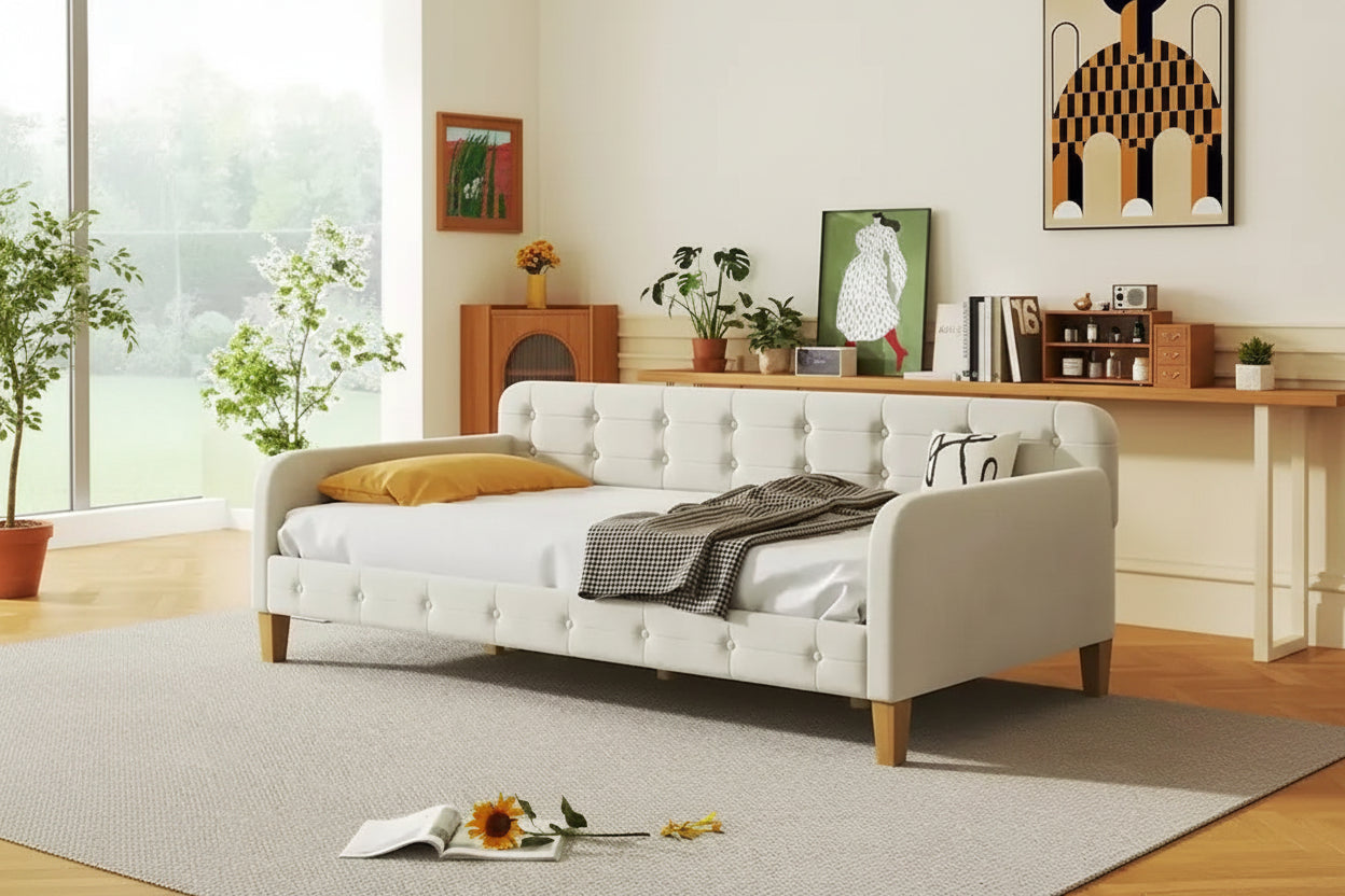 Twin Size Upholstered Dayed with 4 Support Legs