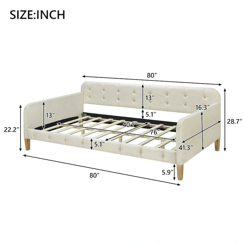Divano letto singolo imbottito in velluto con braccioli e supporto a doghe, 80x41