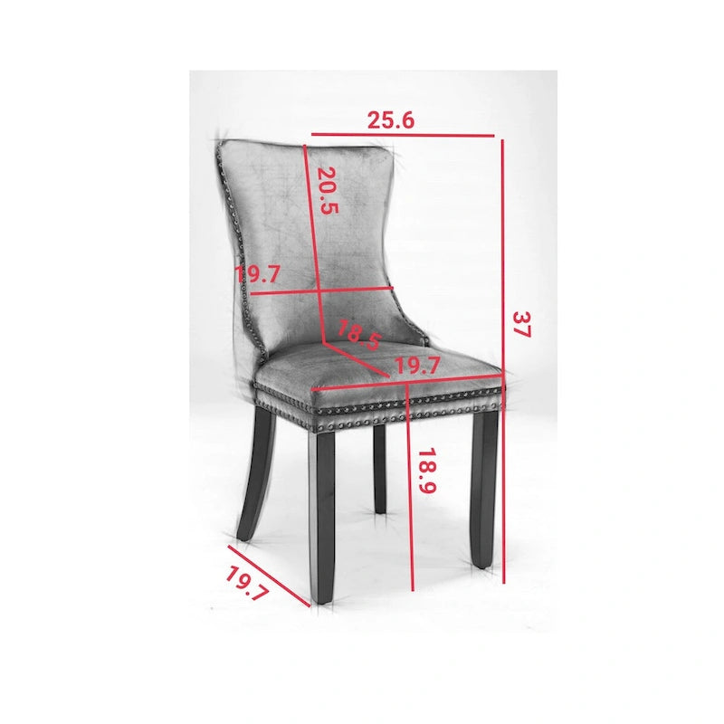 Sedie da Pranzo Mid-Century Moderne in Velluto con Dettagli Rivetti e Gambe in Legno, Set da 2
