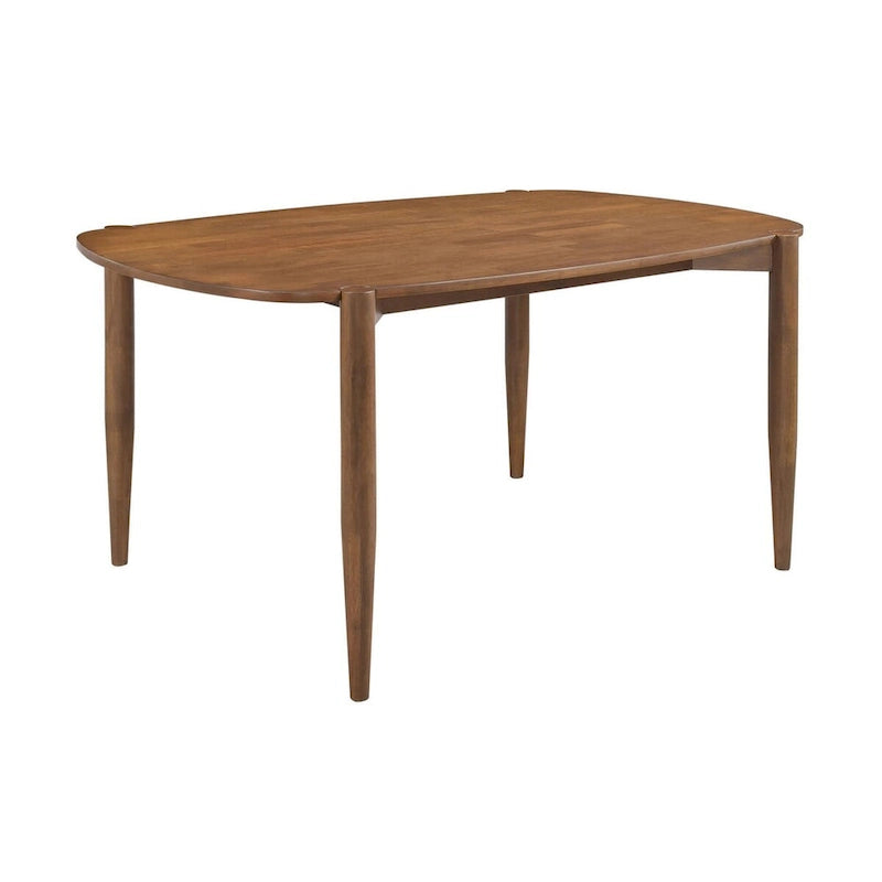 Tavolo da pranzo in legno massiccio con finitura noce e bordi arrotondati, 39.75W x 63.5L x 30H