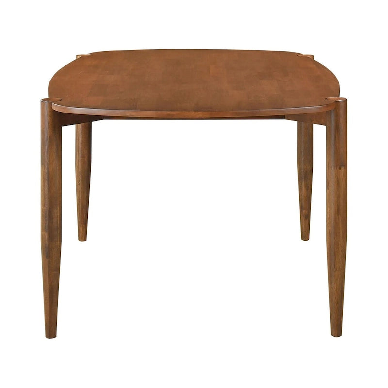 Tavolo da pranzo in legno massiccio con finitura noce e bordi arrotondati, 39.75W x 63.5L x 30H