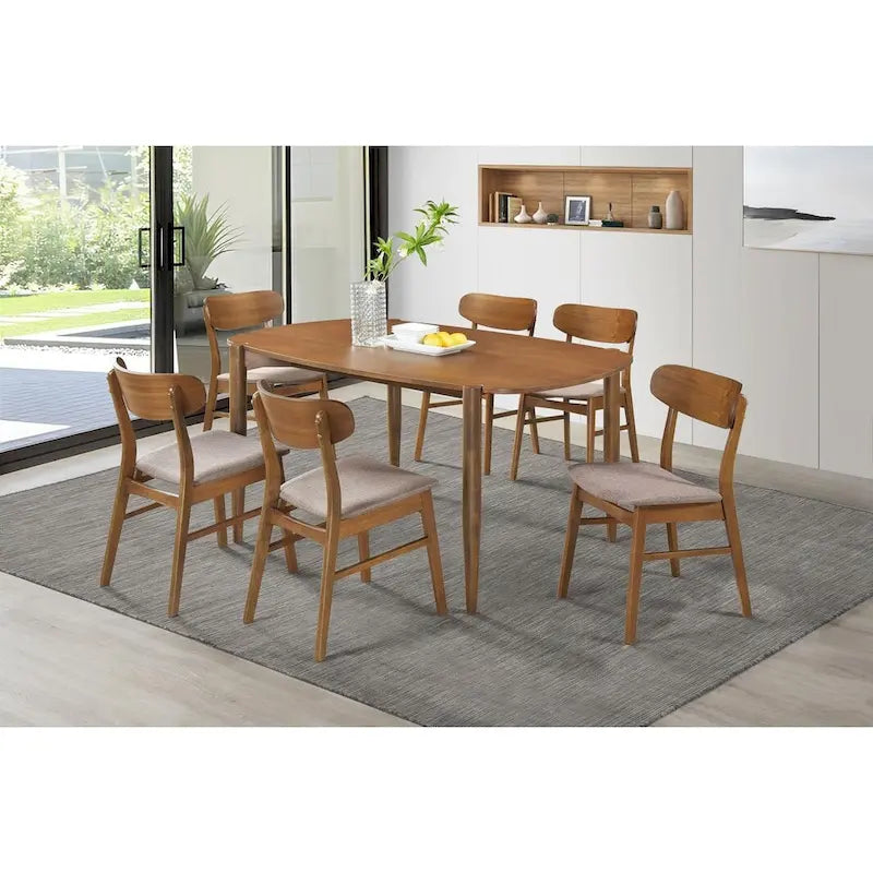 Tavolo da pranzo in legno massiccio con finitura noce e bordi arrotondati, 39.75W x 63.5L x 30H