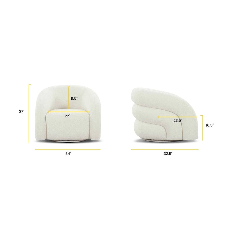 Poltrona girevole imbottita a canali, completamente assemblata, 33L x 31P x 29,5A