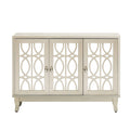 Credenza a specchio retrò con 3 ante in vetro e ripiani regolabili, 120 cm di lunghezza