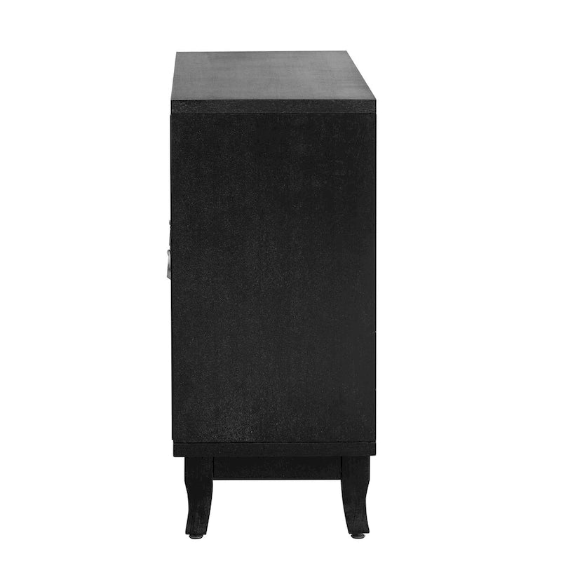 Credenza a specchio retrò con 3 ante in vetro e ripiani regolabili, 120 cm di lunghezza
