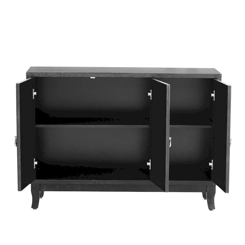 Credenza a specchio retrò con 3 ante in vetro e ripiani regolabili, 120 cm di lunghezza