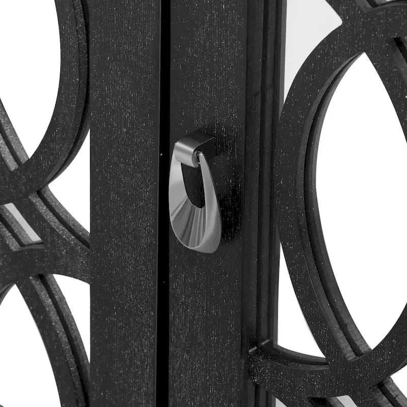 Credenza a specchio retrò con 3 ante in vetro e ripiani regolabili, 120 cm di lunghezza