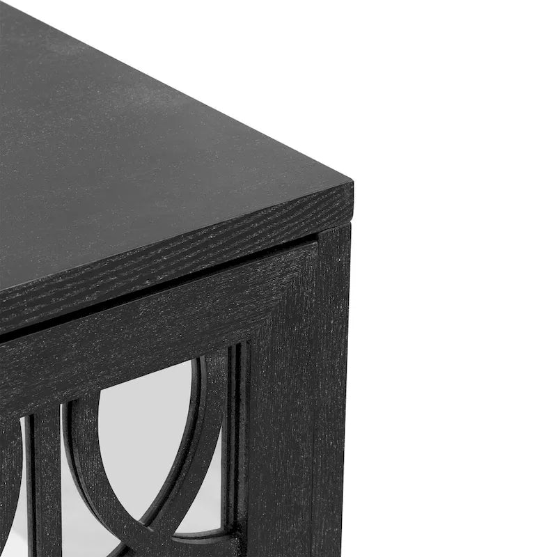 Credenza a specchio retrò con 3 ante in vetro e ripiani regolabili, 120 cm di lunghezza