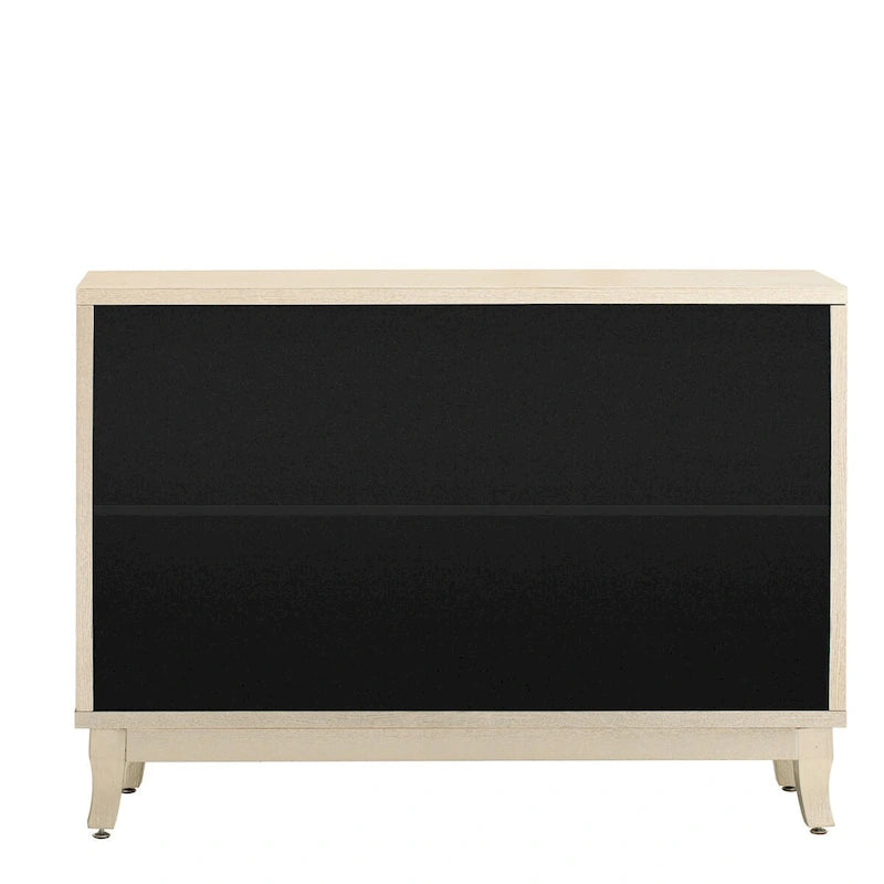Credenza a specchio retrò con 3 ante in vetro e ripiani regolabili, 120 cm di lunghezza