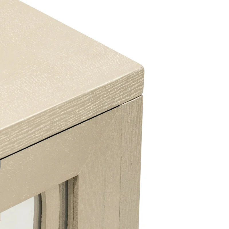 Credenza a specchio retrò con 3 ante in vetro e ripiani regolabili, 120 cm di lunghezza