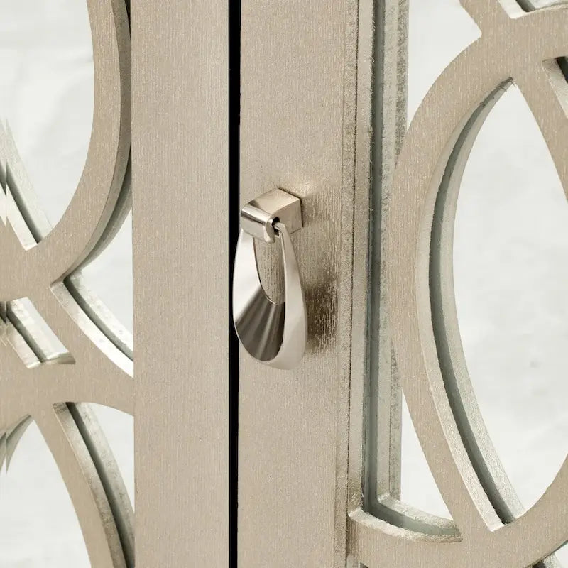 Credenza a specchio retrò con 3 ante in vetro e ripiani regolabili, 120 cm di lunghezza