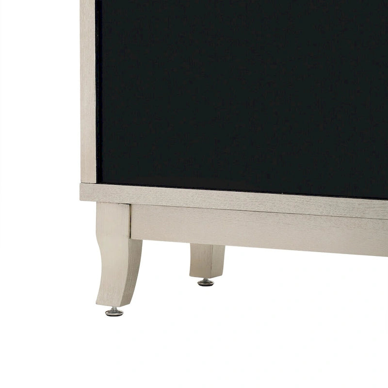 Credenza a specchio retrò con 3 ante in vetro e ripiani regolabili, 120 cm di lunghezza
